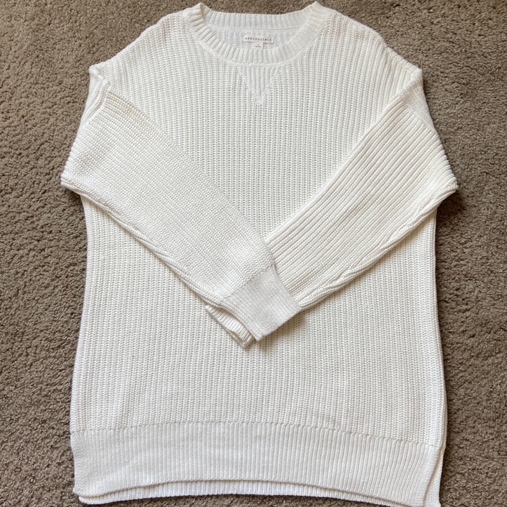 AÉROPOSTLE Cream Oversized Tunic Sweater